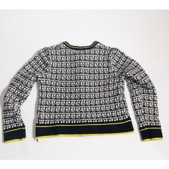 Rockets Of Awesome Girls Tweed Pattern Cardigan Sweater Black/White/Yellow Size - Picture 2 of 5